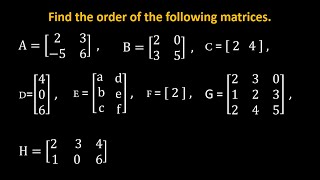 Exercise 1.1 | Q.1 Find the order of matrices | Class 9th