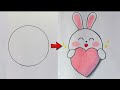 🐰Cute Bunny Drawing from a Simple Circle/ Easy Cute Drawing🩷