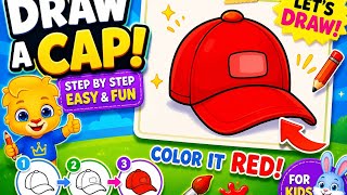 👉🤩 Cap Drawing and Coloring for Kids | Easy Step by Step Drawing Tutorial