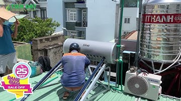Lắp Máy nước nóng năng lượng mặt trời FERROLI 160L trên mái tôn An toàn
