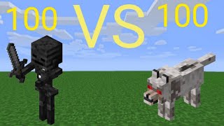 MINECRAFT 100 WOLF VS 100 WITHER SKELETON WHO WILL WIN?