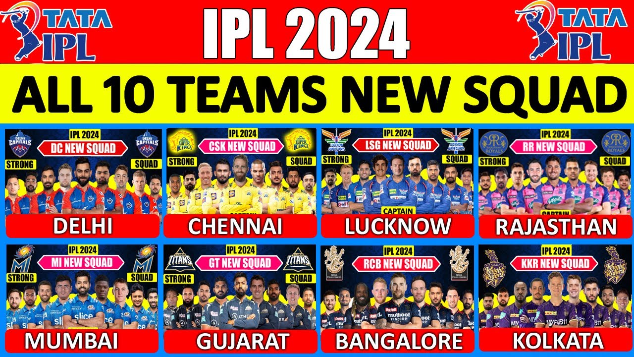 TATA IPL 2024 | All 10  Teams New Squad | IPL 2024 All Teams Final Squad | TATA IPL 2024 Squad