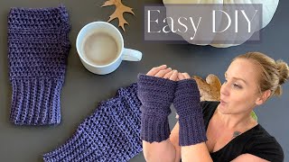 Beginner Crochet Fingerless Gloves // Step-By-Step Video Tutorial