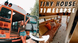 Solo Female Skoolie Conversion Timelapse Start To Finish  School Bus to Tiny Home Under $15k