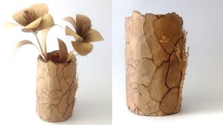 DIY | Vas bunga dari kardus bekas sangat mudah | Flower vase aesthetic burn cardboard