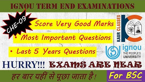 Must Watch - CHE-09 Most Imp. Questions | Biochemistry | Term End Examinations| BSC | IGNOU | Part-1