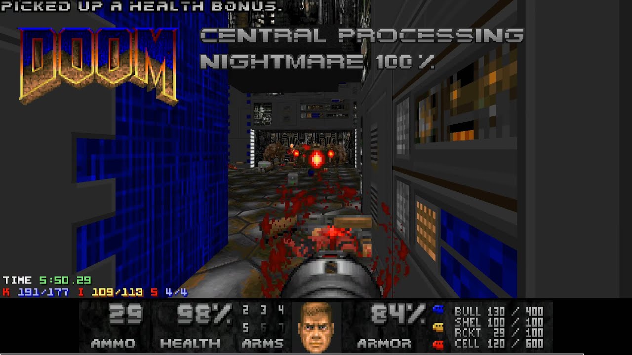 [PC] Doom - E1M6: Central Processing -- Nightmare 100% - YouTube