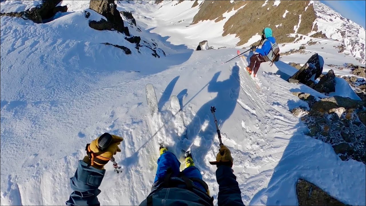 What it’s like skiing with a guide in Chamonix; steep couloir in the Aiguilles Rouges zone