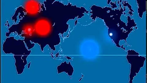A Time-Lapse Map of Every Nuclear Explosion Since 1945 - by Isao Hashimoto