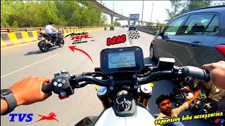 Apache RTR 310 DRAG RACE |TVS PERFORMANCE RIDING GEAR |  Riding Jacket Gloves Helmet!!!  #apache310