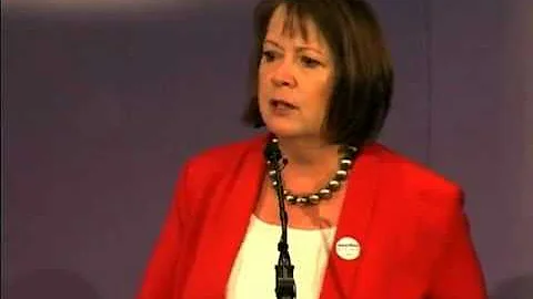 WEA President, Mary Lindquist, speaks to members, ...