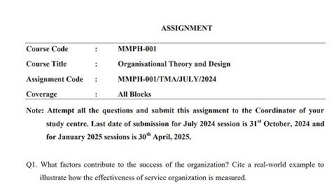 IGNOU MMPH - 001 Solved Assignment July 2024 Jan 2025 PDF | MBA | Organisational Theory and Design
