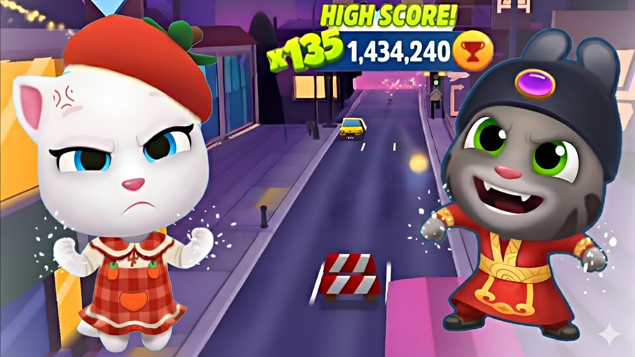 Talking Tom Gold Run gamey: Persimmon Angela vs Fortune Tom - iOS full screen 