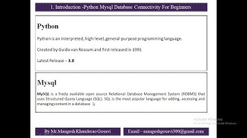 1 Introduction Python Mysql Database Connectivity
