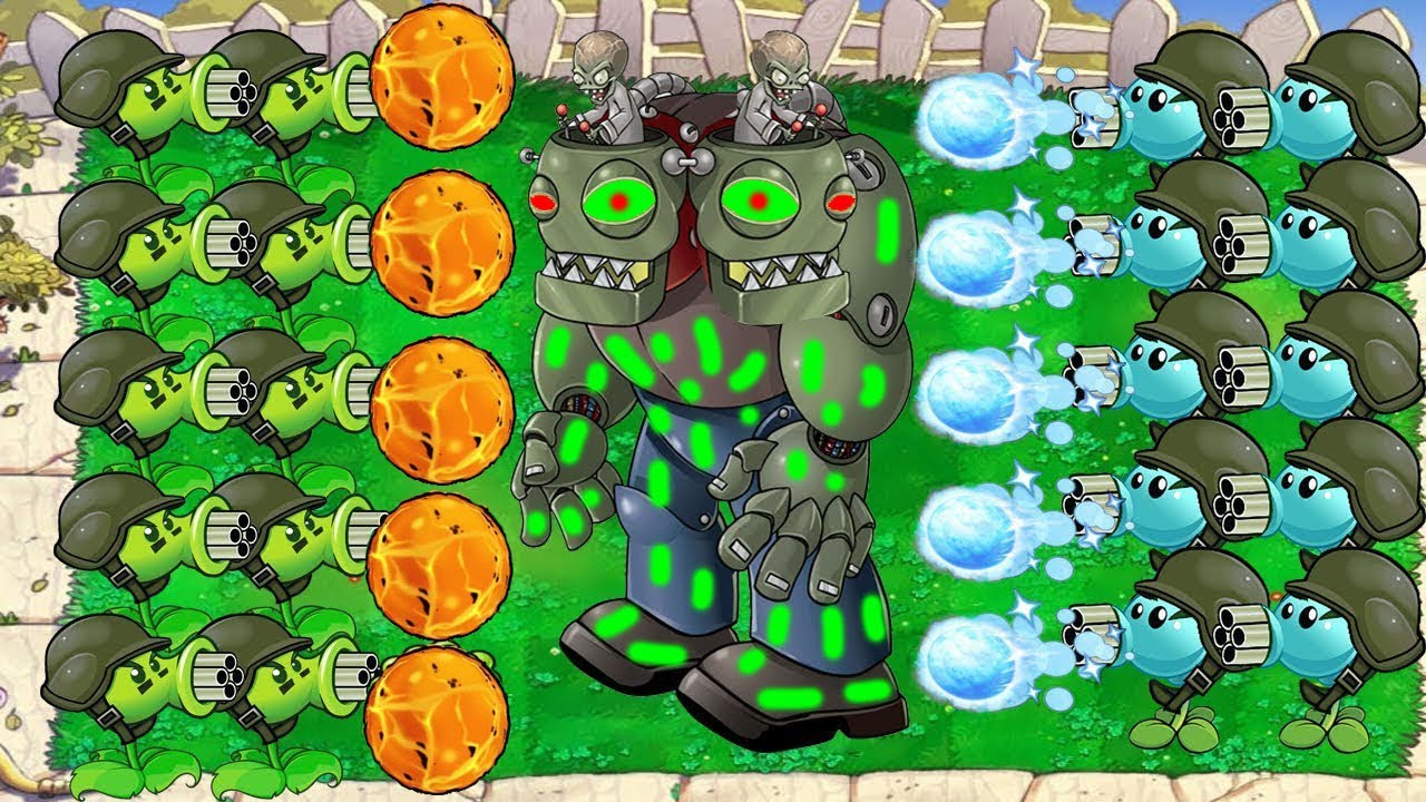 Plants Vs Zombies Minigame Zombotany 2 Gatling Pea Vs Dr Zomboss - YouTube