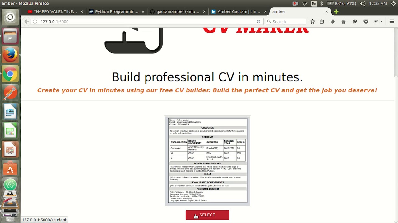 cv maker for students