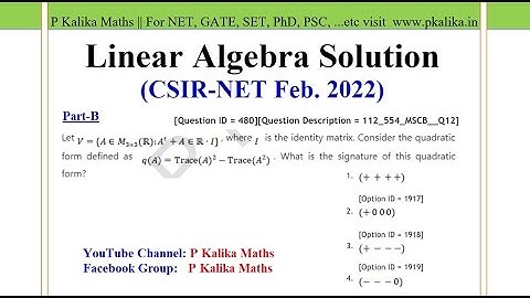 CSIR NET 2022 Feb.- Linear Solution Que ID 480 || Signature of a quadratic form , Part-B, (Repeated)