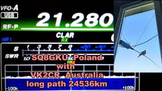 SQ8GKU Poland with VK2CR Australia QSO long path 21MHz on my telescopic antenna