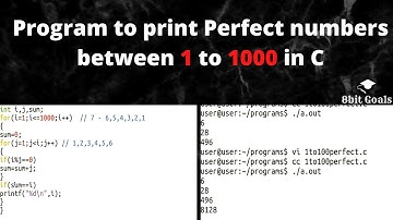 Program to print Perfect numbers between 1 to 1000 in C | Tamil