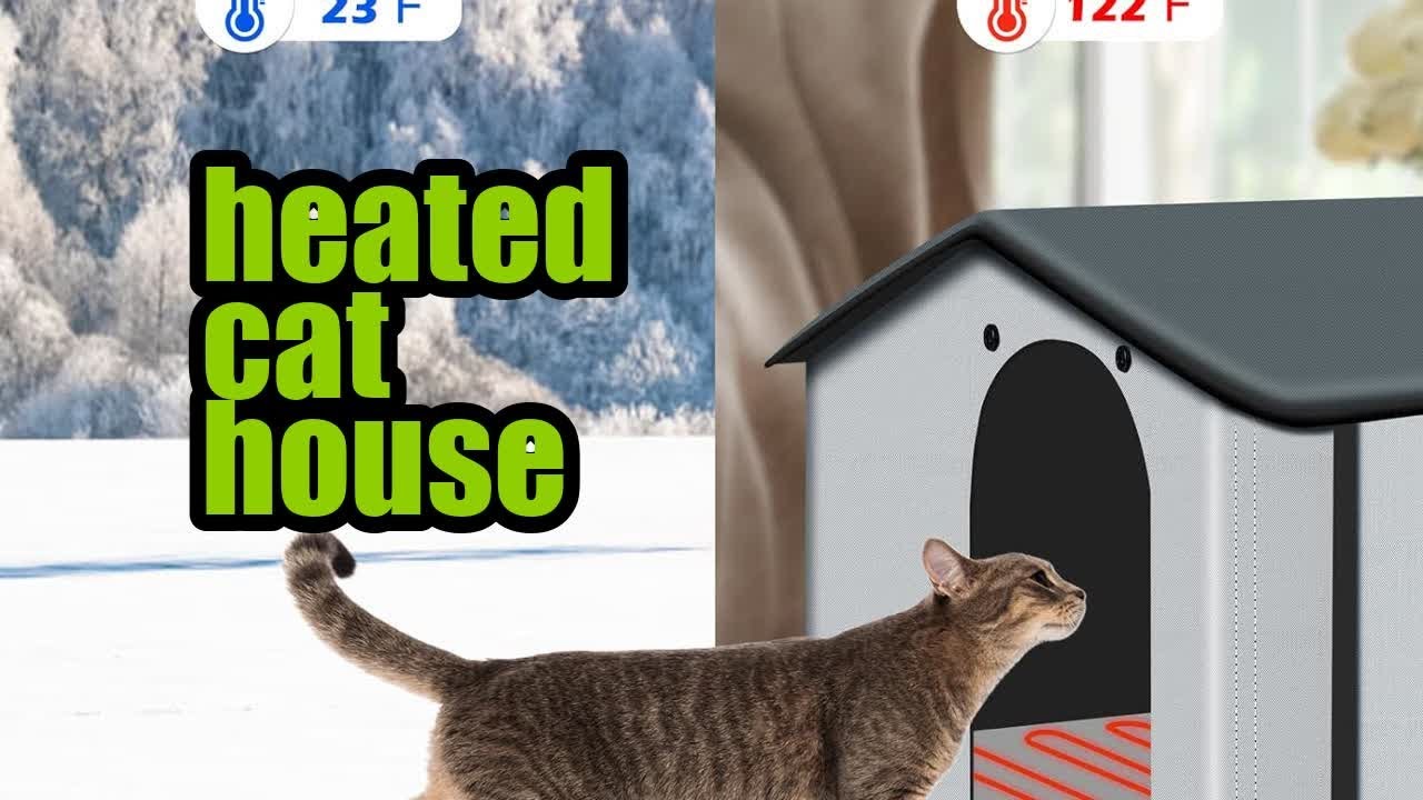 Review Insulated Heated Cat House Indoor Outdoor Weatherproof Cat House
