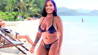 Beach Walk in Koh Chang Thailand - White Sand Beach in 4K