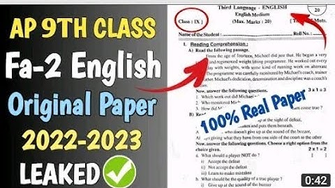 9th class fa2 english question paper 2022 ap English fa2 real question paper