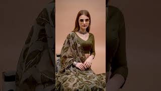 Floral Print Daily Wear Chiffon Saree Green