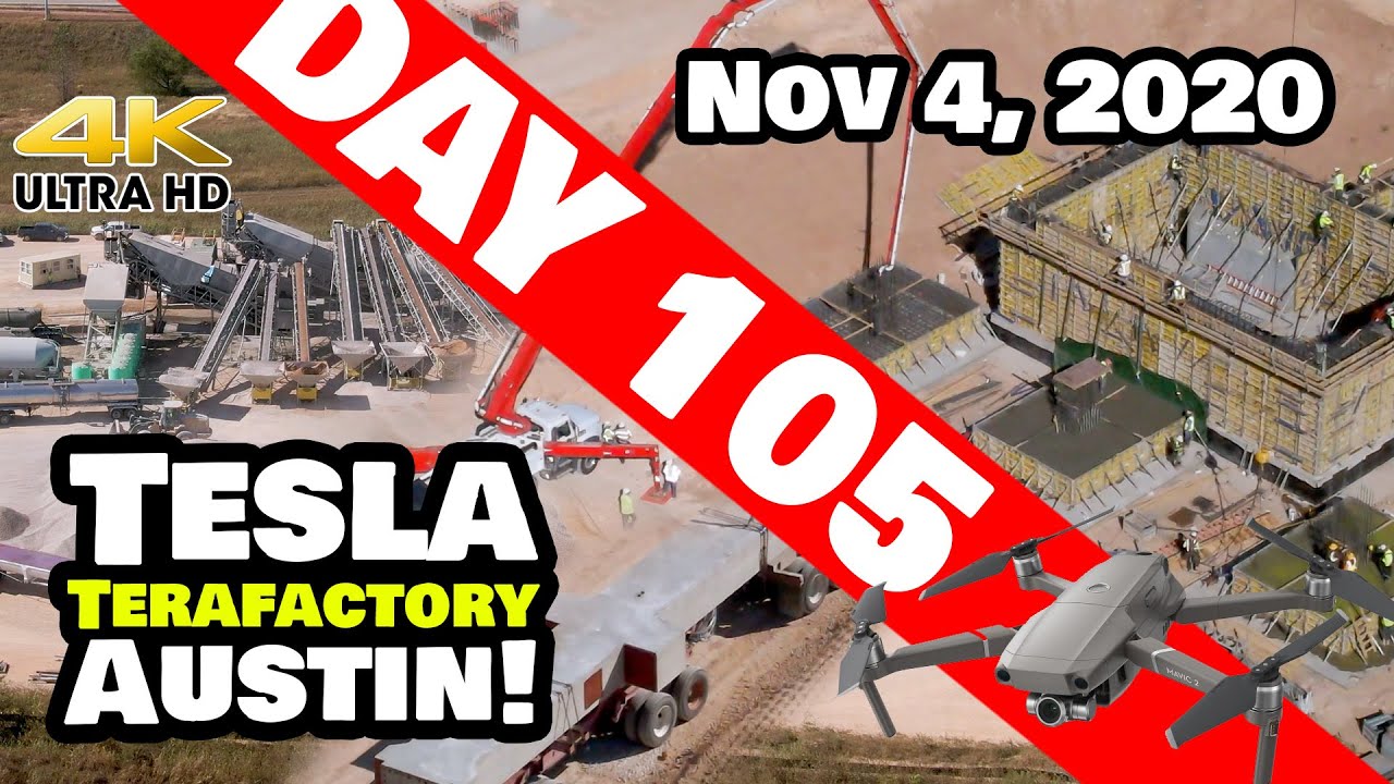 Tesla Gigafactory Austin 4K Day 105 11/4/20 Tesla Terafactory TX Construction Progress
