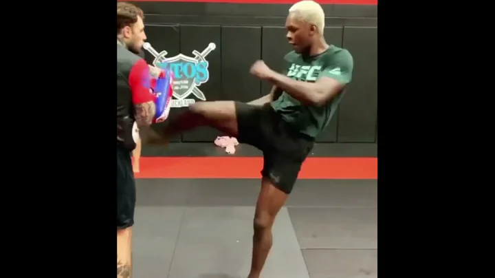 Israel Adesanya’s working the pads in blonde hair #shorts #trending