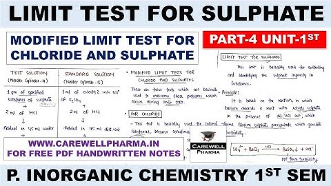 Limit Test For Sulphate | Modified Limit Test Of Chloride And Sulphate | P 4 U 1 | IPC 1st Semester