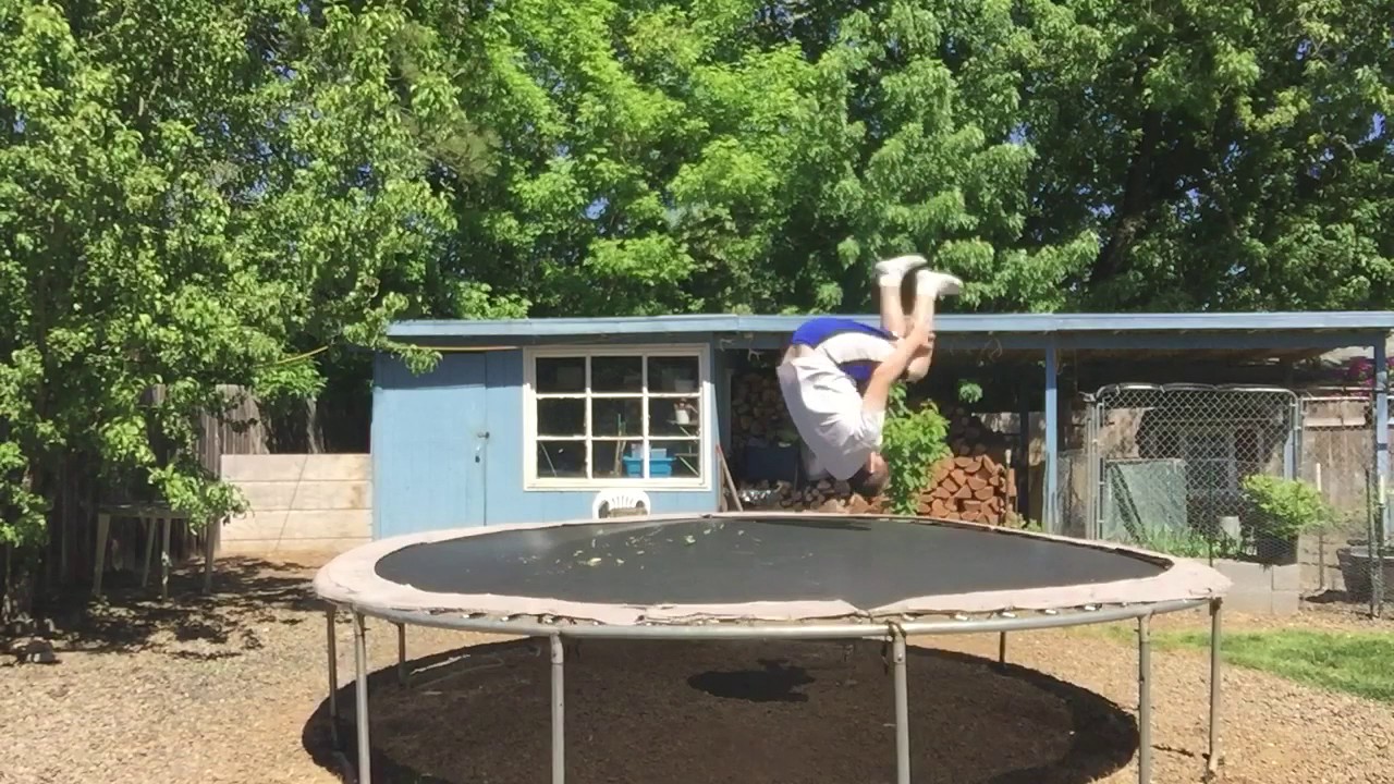 Landing some front flips on my trampoline! YouTube