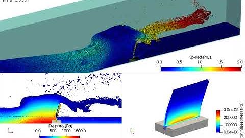 SPH-FSI DualSPHysics simulation on wave impact on elastic structure