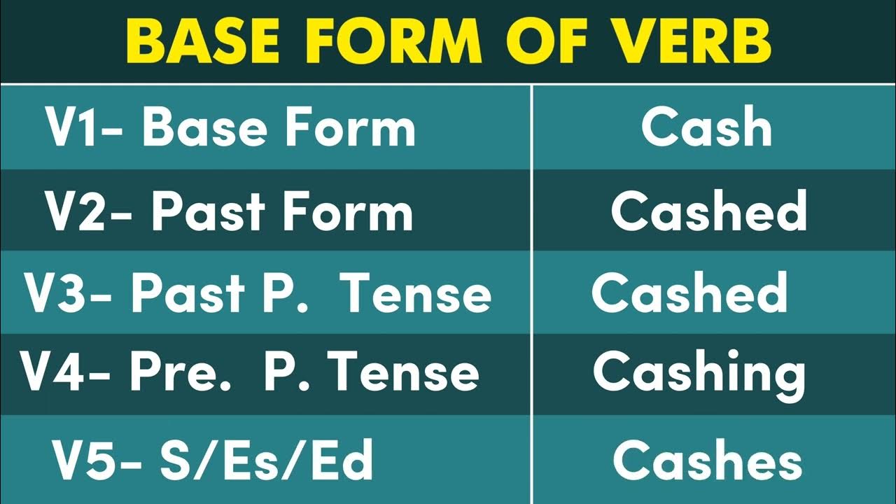 Cash Past And Past Participle Form V1 V2 V3 V4 V5 Form of Cash