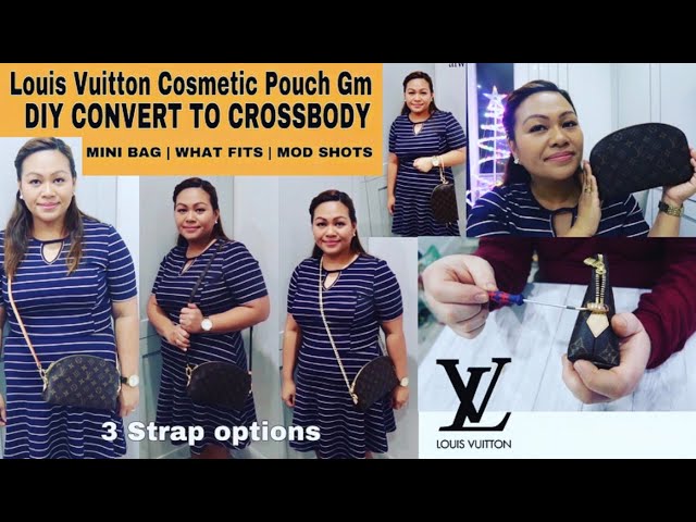 LOUIS VUITTON DIY: COSMETIC POUCH TO CROSSBODY BAG! + WHAT FITS