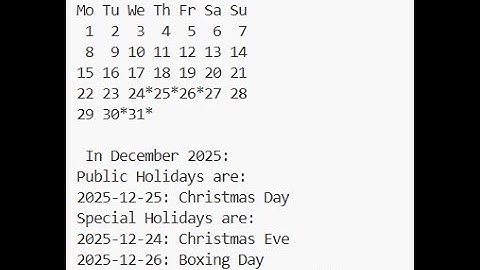 Display calendar with public and custom holidays with Python