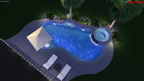 Freeform Pool/ Spa W/ Tanning Ledge And Raised Beam