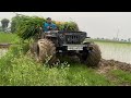 Jeep stuck in mud with navdeep berwal  offroading monster jeep 4x4  part 1