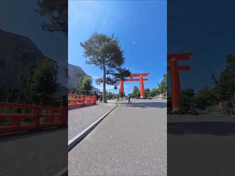 POV: Pedaling through the iconic giant torii gate of Heian Shrine in Kyoto Summer #shorts
