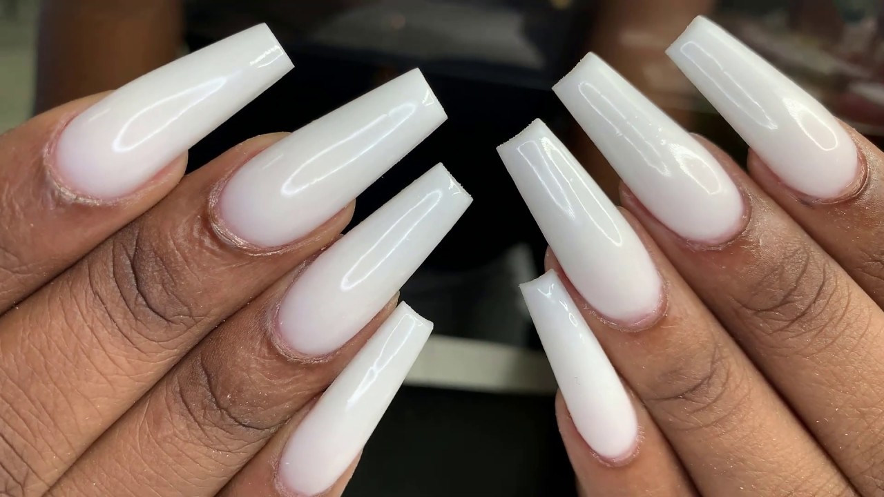 WHITE COFFIN: Long White Coffin Press On Nails | Lavaa Beauty