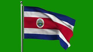 COSTA RICA FLAG ANIMATION GREEN SCREEN (4K LOOP VIDEO)
