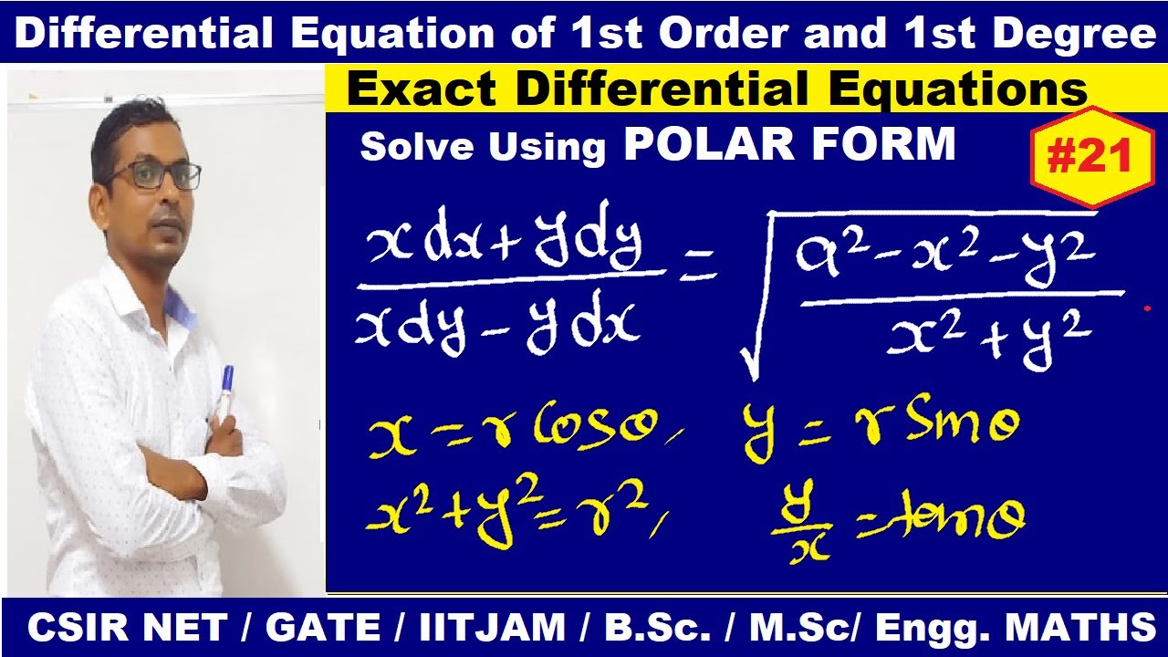 #21 exact differential equation using Polar Form | solve(xdx+ydy)/(xdy ...