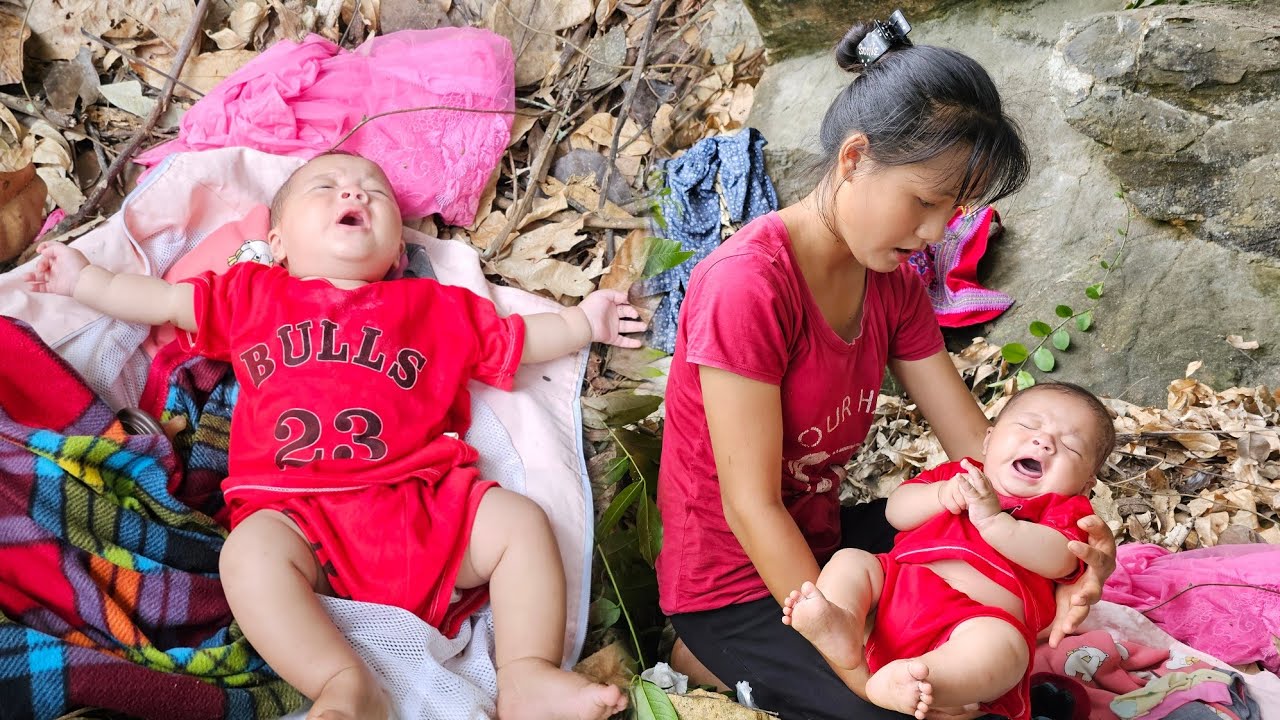 accidentally met a newborn baby in the wild forest, without a soul in sight