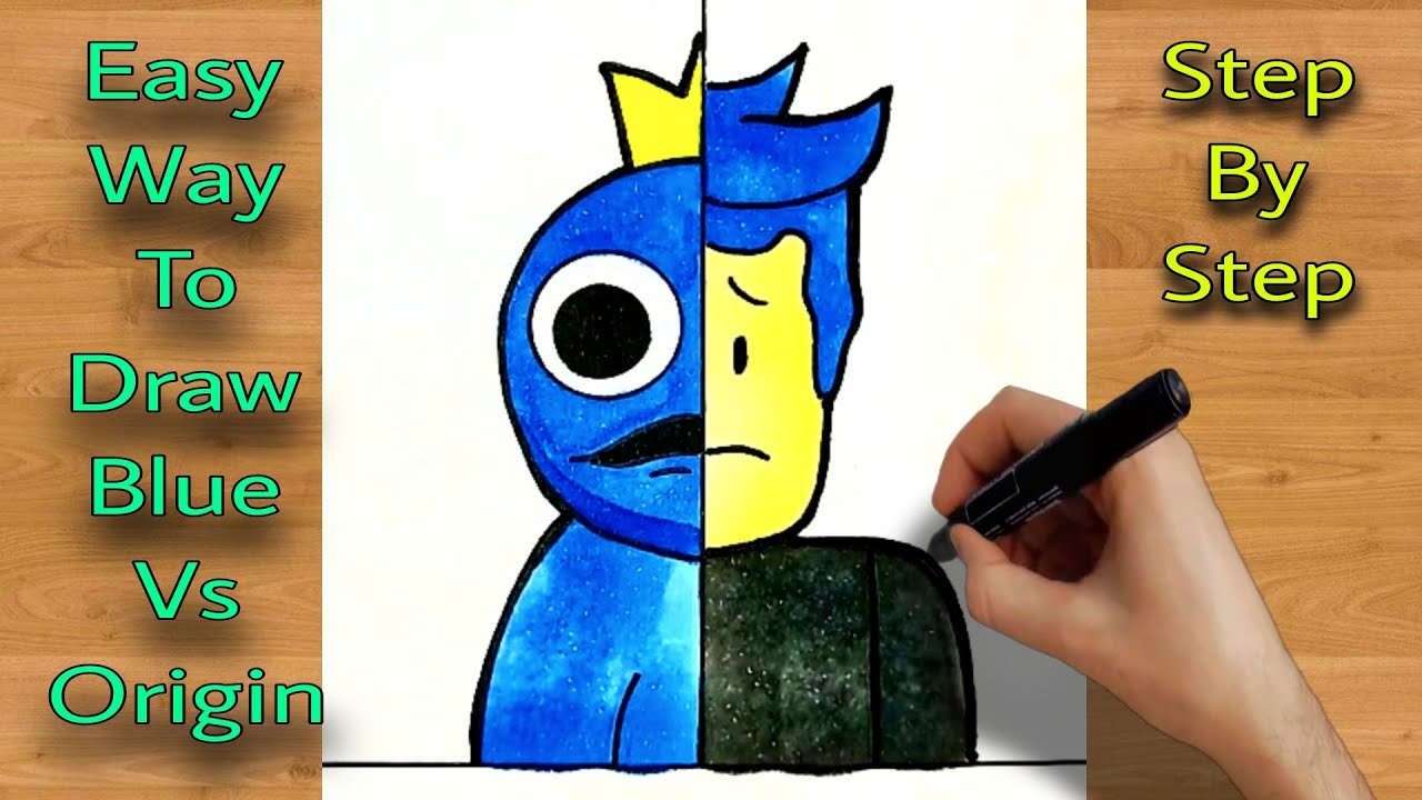 How to Draw Blue Easy 🌈 Roblox Rainbow Friends 