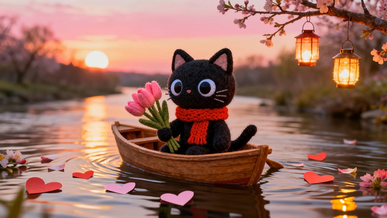 Little Cat’s Valentine Evening 💕🌷 Cozy Lofi for Study, Relax & Sweet Moments