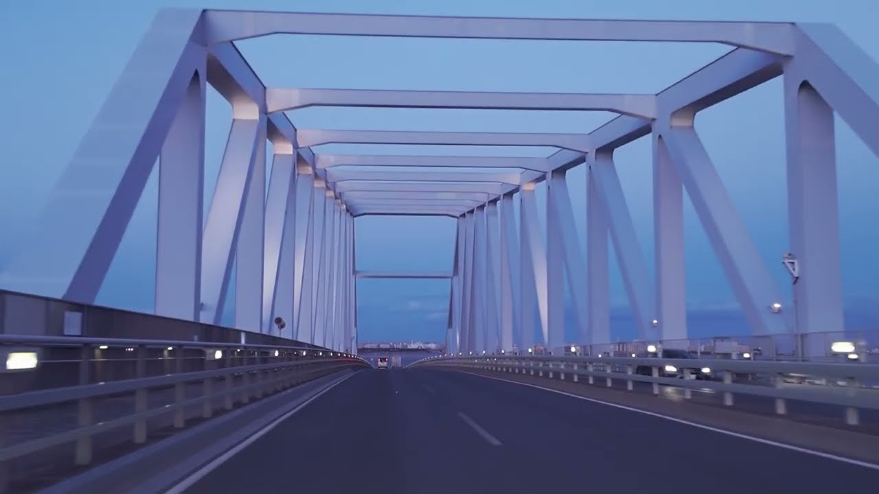 車載動画【走行音のみ】黄昏時の東京湾岸。豊洲からレインボーブリッジ、ゲートブリッジへ至る夕暮れドライブ