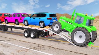 Flatbed Trailer new Toyota Cars Transportation with Truck - Pothole vs Car 319 - BeamNG.Drive screenshot 5