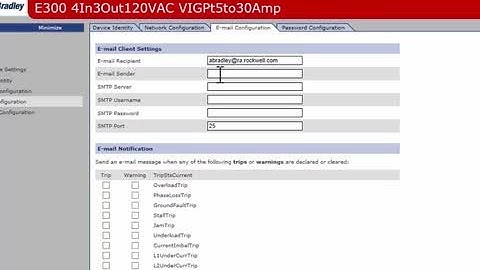 E300 Electronic Overload Relay - How to Configure Email Notifications
