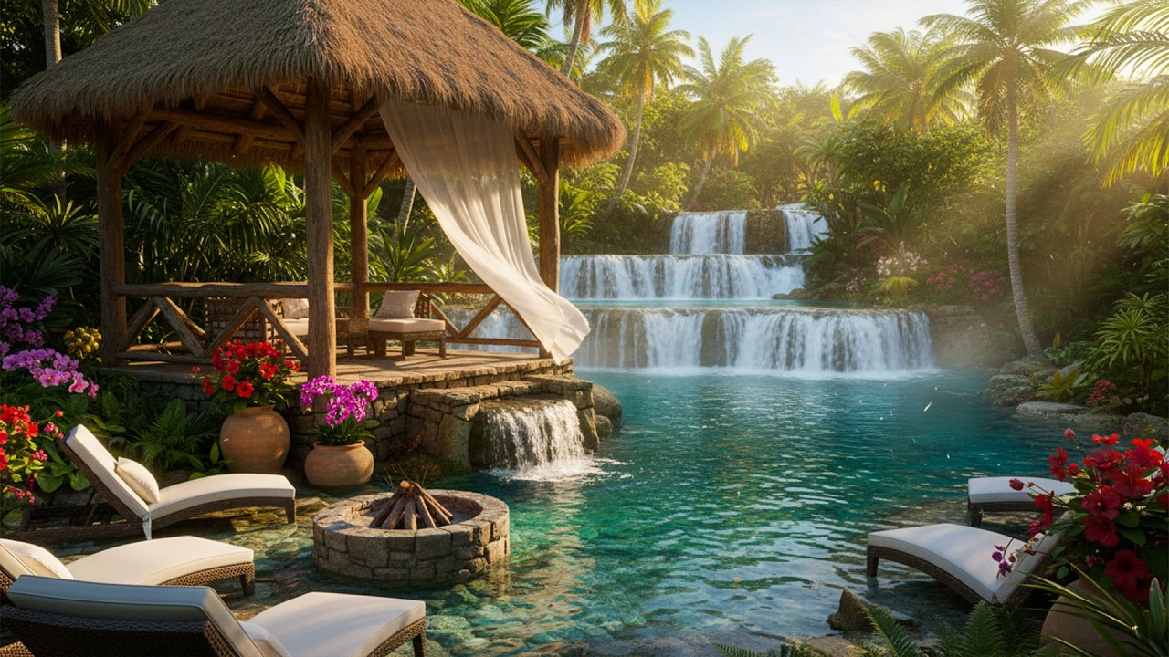 Relaxing Waterfall Soundscape 🍃💧 Birdsong & Nature White Noise for Focus & Stress Relief