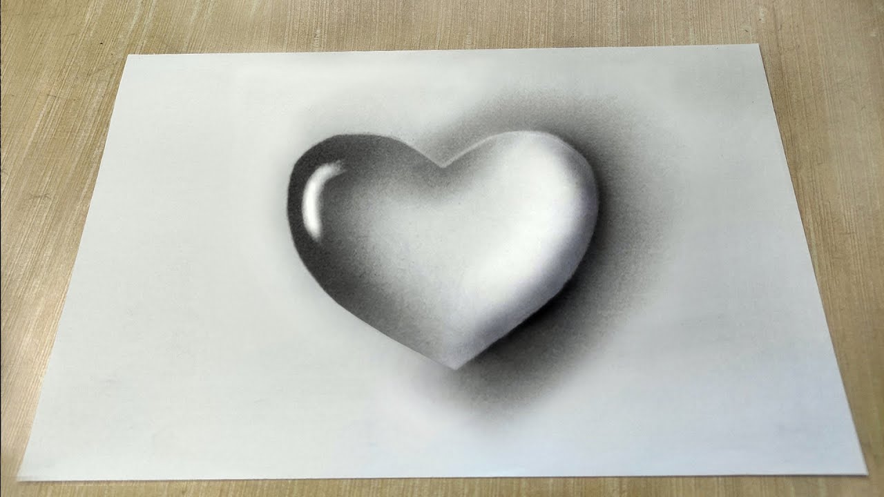 3D_Drawing : 3D Heart Water Drop Drawing | Realistic 3D Water ...