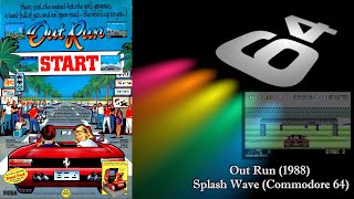 Out Run (1988) Splash Wave (Commodore 64)
Out Run (1988) Splash Wave (Commodore 64)
Released by SEGA Enterprises in 1988 with music by Jas C. Brooke.
Out Run is a racing game that allows the player to race across varied terrain in a readily available Ferrari, complete with a female passenger, over a series of short tracks.
Gameplay is viewed from just above and behind the car. The roads are full of sharp bends and hazards, contact with which can cause the car to roll and lose the players time. On each section of track there is a fork in the road, allowing the player to choose which direction he or she wishes to go in. The player has to to complete five track sections in total, out of the fifteen in the game. Out Run (1988) Splash Wave (Commodore 64)